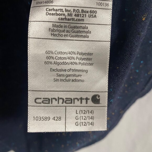 Carhartt Women's Lockhart Script Graphic Infantry‎ Blue Speckled T-Shirt Size L - Picture 4 of 7